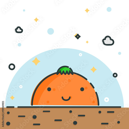 Line fruit illustration. Nice orange.