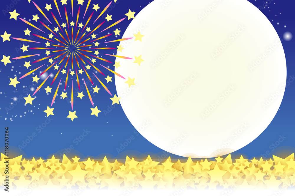背景素材壁紙 夏祭り 打ち上げ花火 夜空 スターマイン 光 輝き キラキラ 天の川 風物詩 伝統行事 Stock ベクター Adobe Stock