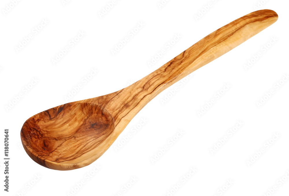 Wooden spoon, isolated on white, olive tree Wooden spoon, isolated on white, olive tree