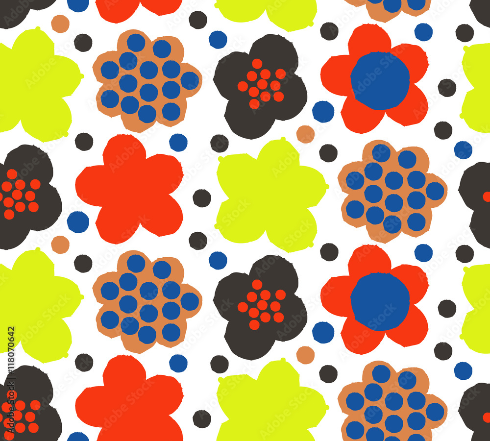 Fototapeta premium Ornamental, traditional, simple seamless pattern with flowers