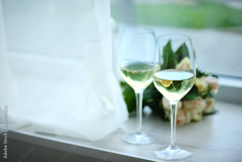 Gentle composition of romantic date with wine and flowers Gentle composition of romantic date with wine and flowers