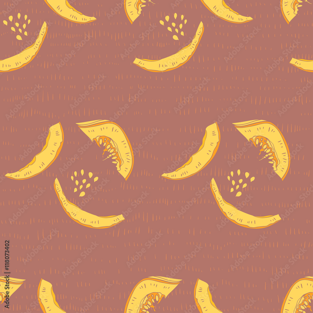 Pumpkins. vector seamless pattern. hand drawn illustration Pumpkins. vector seamless pattern. hand drawn illustration
