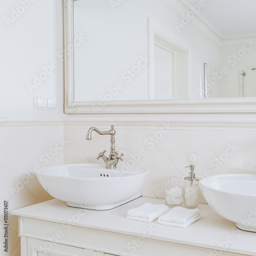 Designed washbasins in retro bathroom