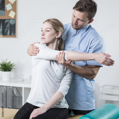 Young woman during rehabilitation