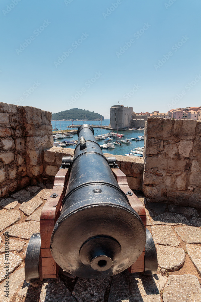 Old Cannon used as defense system of Old Port of Dubrovnik