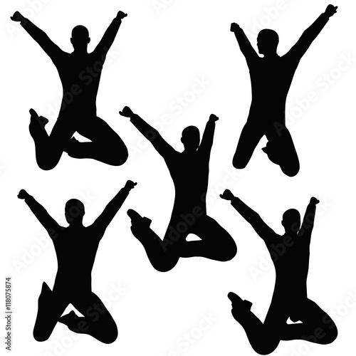 man silhouette in joyful pose