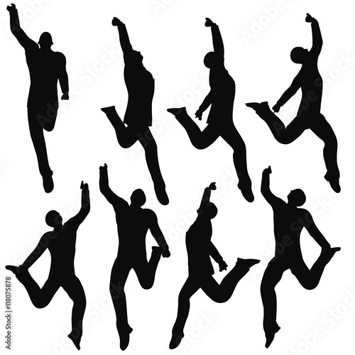 man silhouette in joyful pose