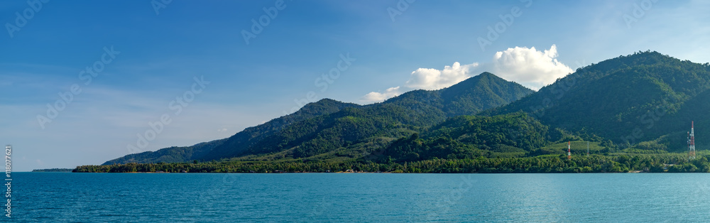 Beautiful scenery looking the islands from ferry in Thailand, Tropical landscape over sea at Trat province, Thailand