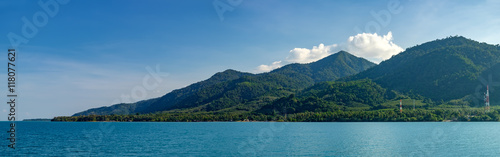 Beautiful scenery looking the islands from ferry in Thailand, Tropical landscape over sea at Trat province, Thailand