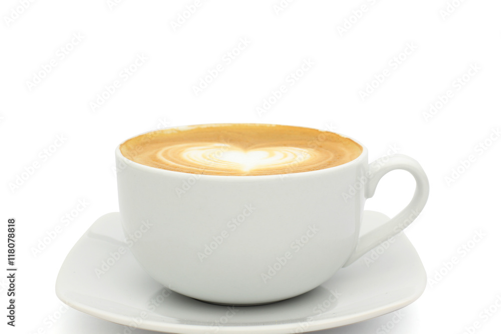Hot coffee cafe latte in white background
Hot coffee cafe latte in white background