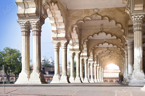 columns in palace - Agra Red fort India photo