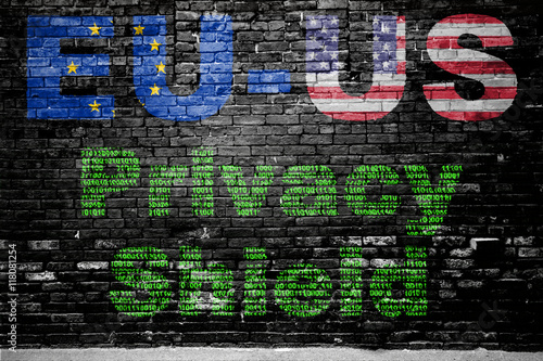 EU-US Privacy Shield Ziegelsteinmauer Graffiti