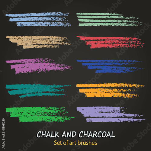 Set of vector grunge brushes created with chalk and charcoal. Expressive grunge template. A high resolution. Brushes are stored in the palette.