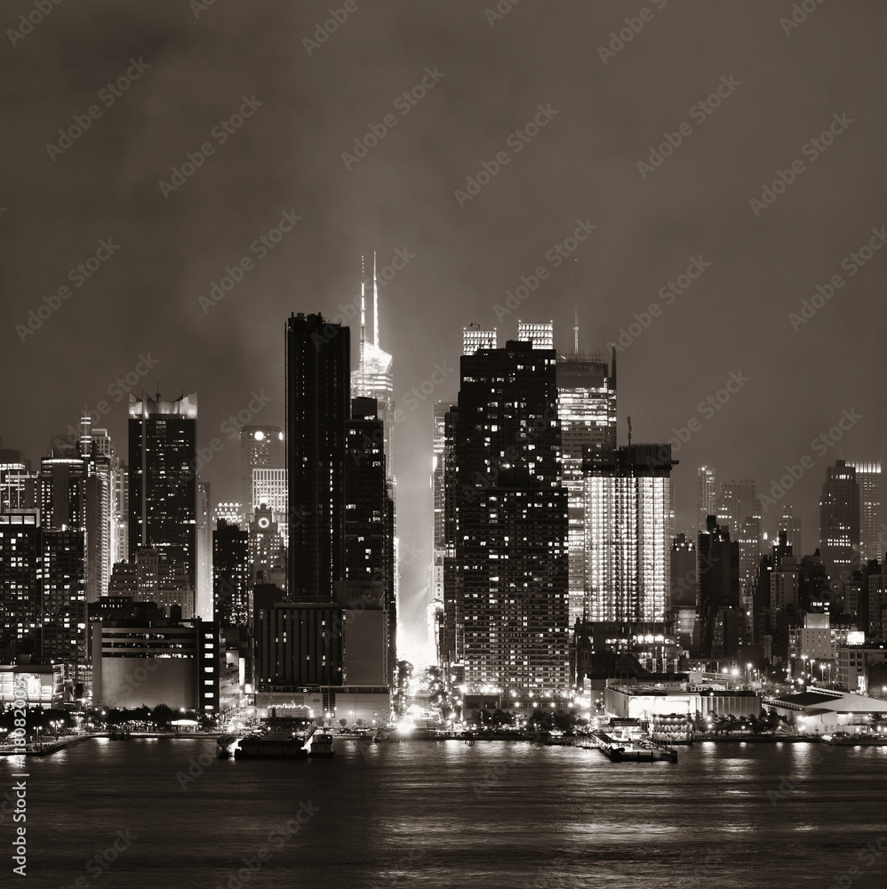Obraz premium Manhattan midtown skyline w nocy