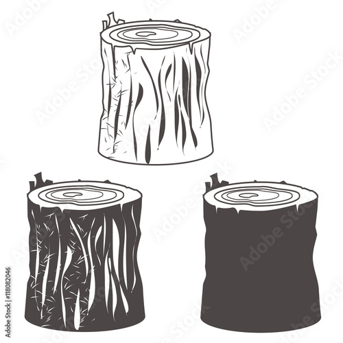 Stumb silhouettes set vector illustration