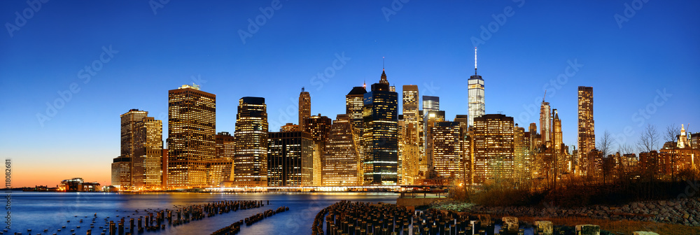 New York City downtown waterfront dusk