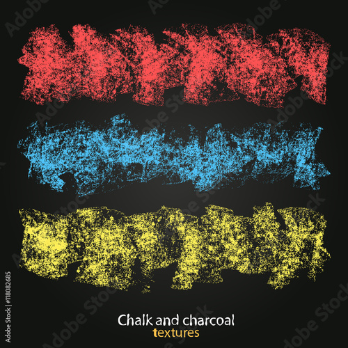 Set of vector grunge texture created with chalk and charcoal. Pastel colors brushes. High resolution image. Expressive grunge template. For various design Projects summary. Stock vector.