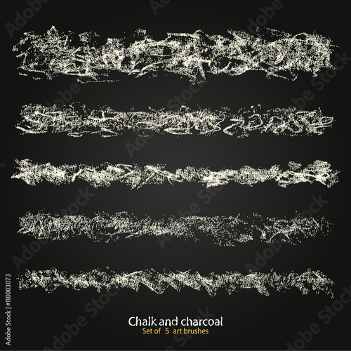 Brushstroke chalk. Set of vector grunge brushes different thickness and stiffness, brushstroke created with chalk and charcoal. Expressive grunge template. A high resolution. Saved in the palette
