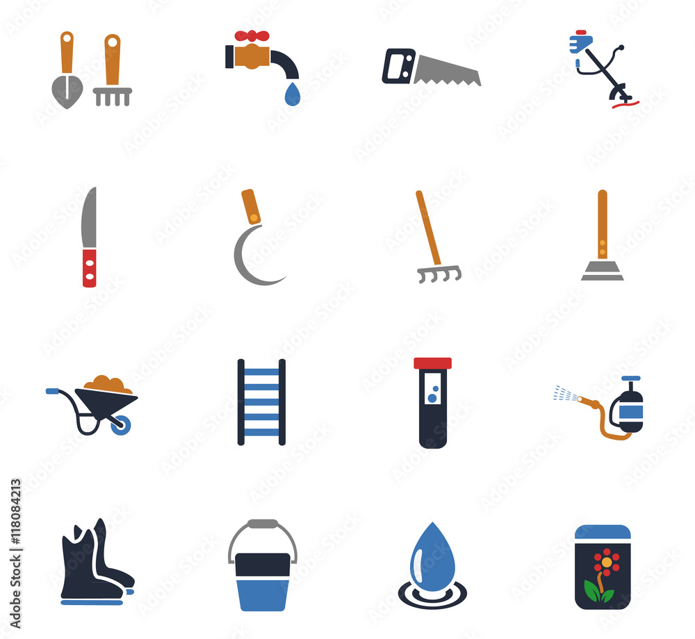garden tools icon set