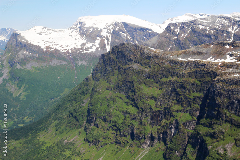 View from Dalsnibba mountain to Geirangerfjord 
