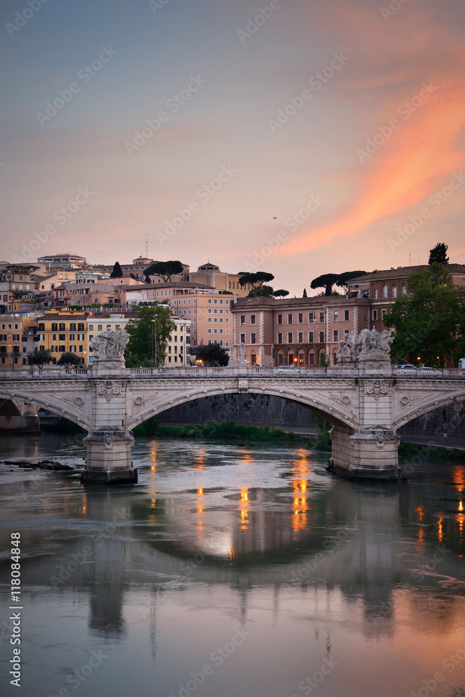 Rome River Tiber sunset