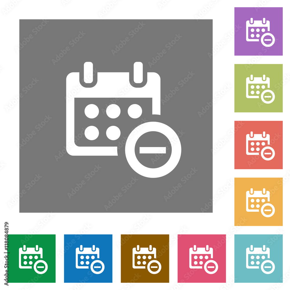 Remove from calendar square flat icons Remove from calendar square flat icons