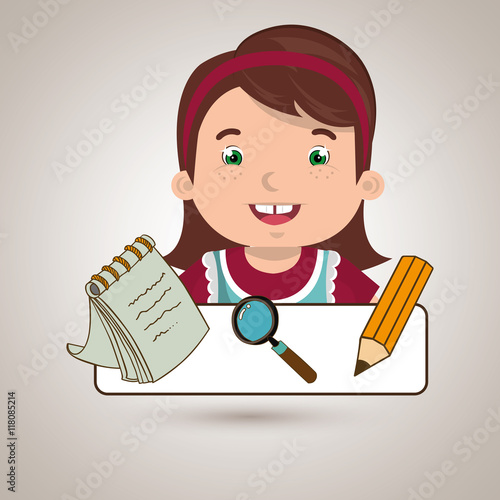 student pencil notepad search vector illustration graphic