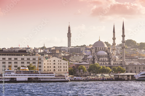 Sights of Istanbul. View of city. Streets, monuments, and Bosfor straits.