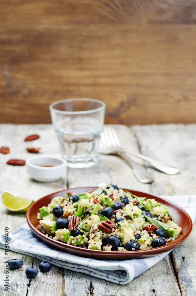 Quinoa avocado blueberry pecan salad with maple syrup lime dress Quinoa avocado blueberry pecan salad with maple syrup lime dress