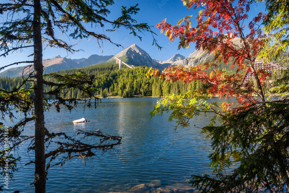 Fototapeta premium Autumn in Strbske lake, High Tatras mountains, Slovakia, Europe