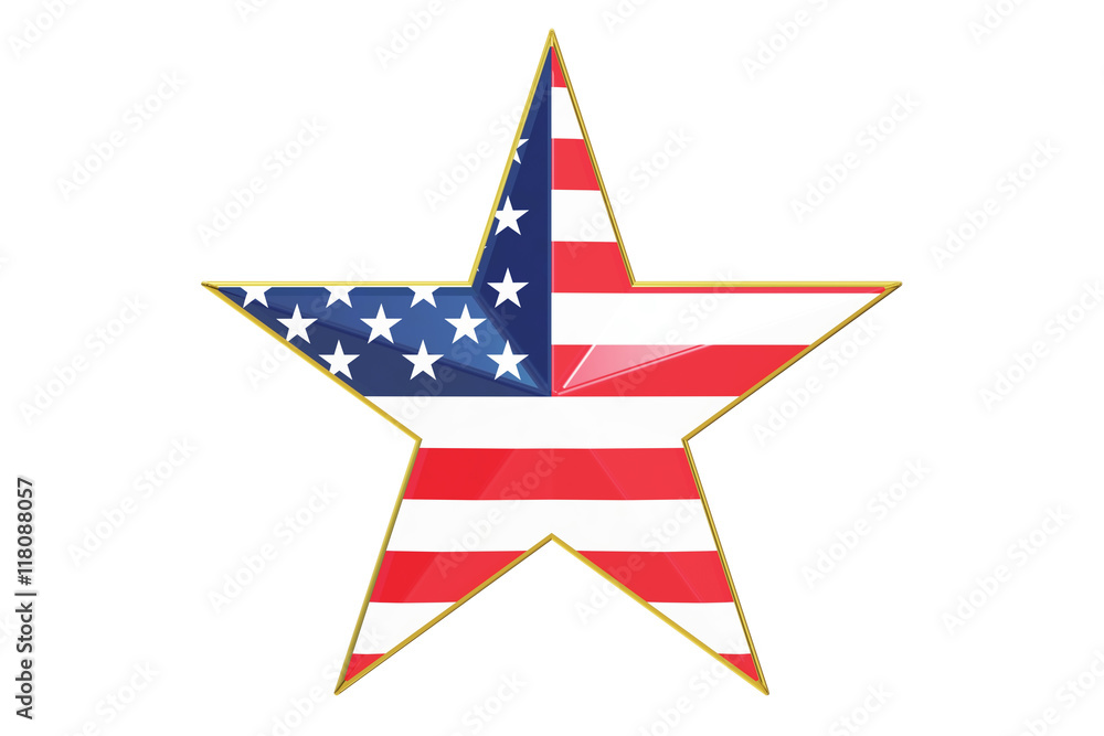 star with USA flag, 3D rendering star with USA flag, 3D rendering