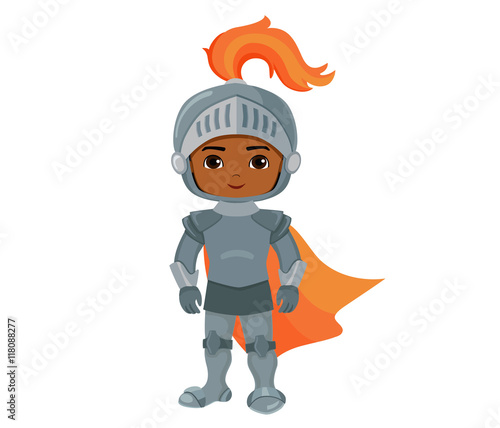 Vector Illustration of little knight isolated on white background.