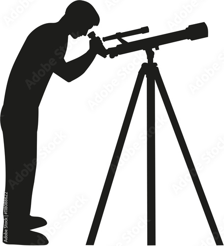 Man looking in telescope