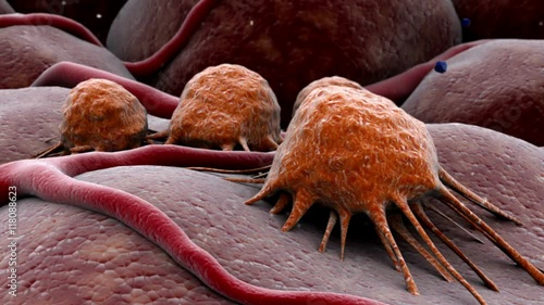 Chemotherapy drug attacking and killing cancer virus.