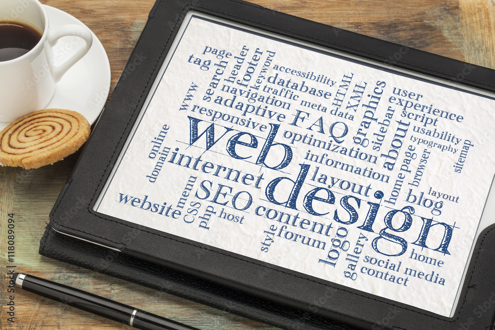 web design word cloud on tablet web design word cloud on tablet