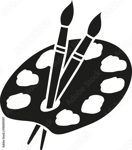 Artists palette with brushes