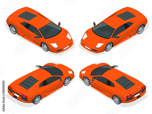 Isometric Sport cars. Set of the car icons in vector.