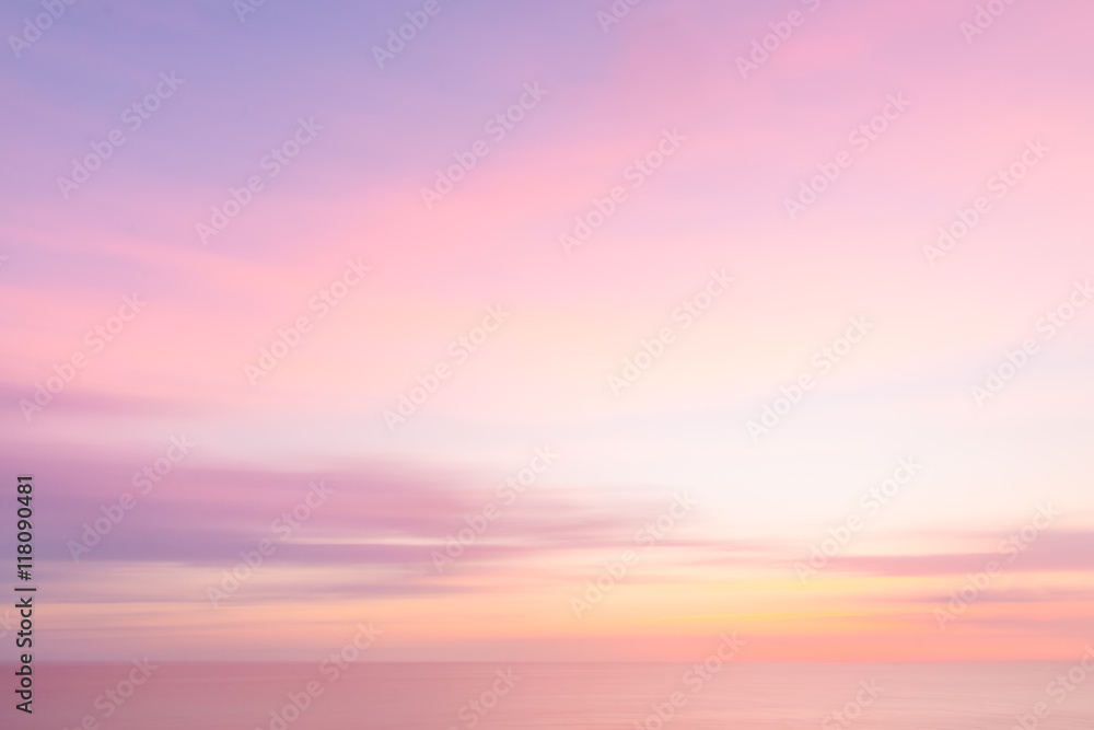 Blurred  sunset sky and ocean nature background
