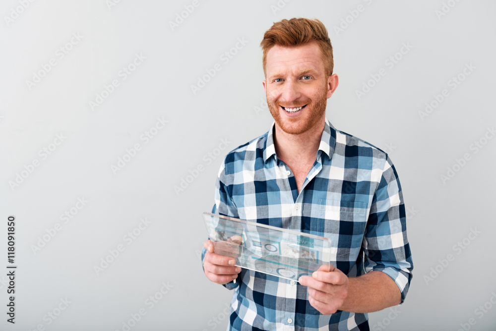 Positive man using tablet Positive man using tablet
