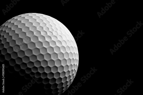 Golf Ball on Black Background, 3D Rendering