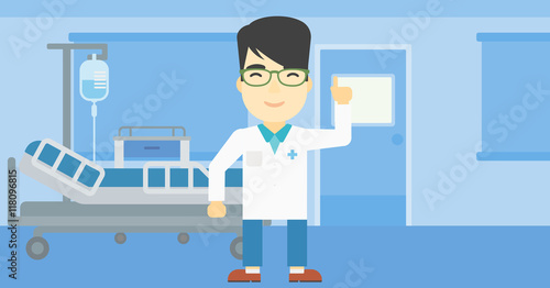 Doctor showing finger up vector illustration.