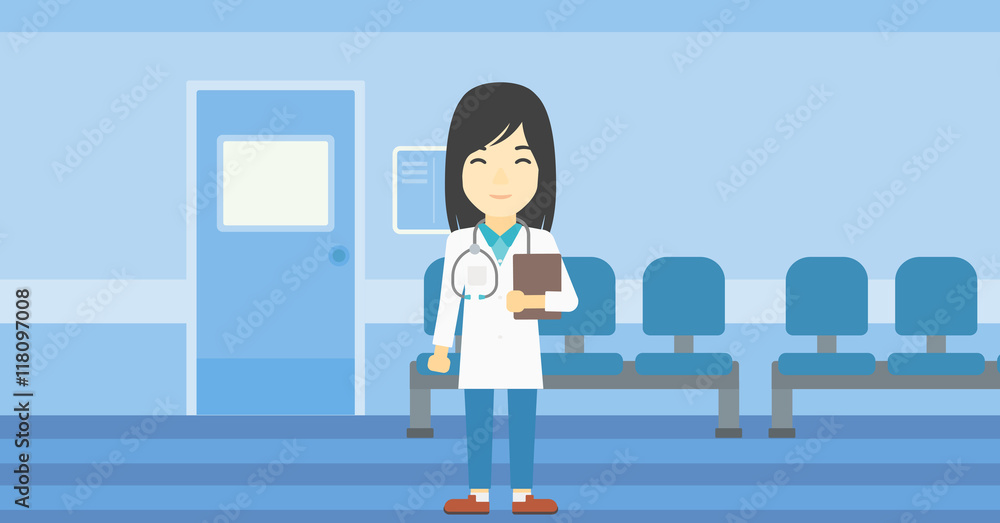 Obraz premium Doctor with file vector illustration.