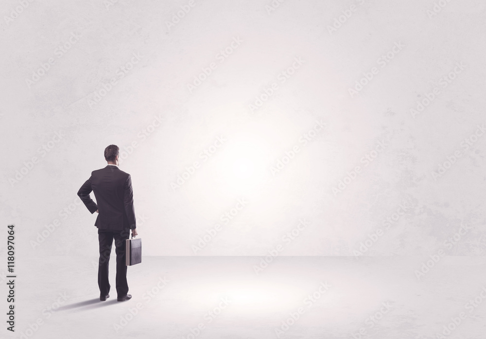 Finance worker standing in pure nothing Finance worker standing in pure nothing