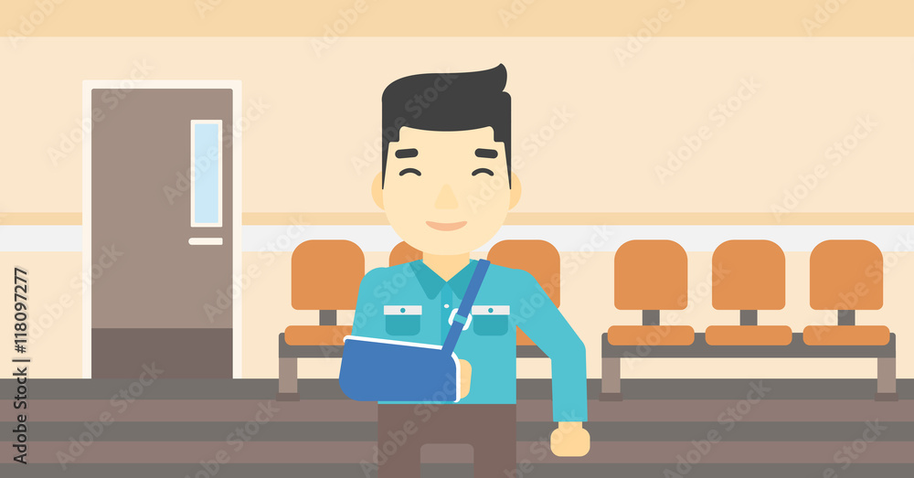 Injured man with broken arm vector illustration. Injured man with broken arm vector illustration.