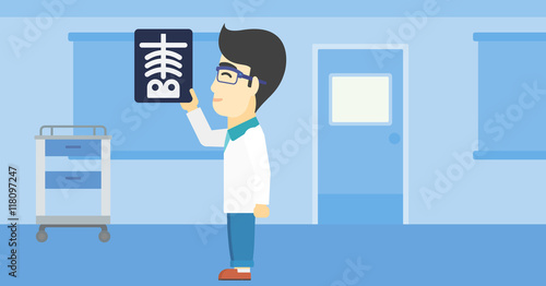 Doctor examining radiograph vector illustration.