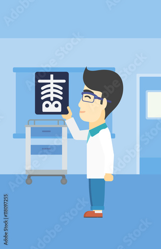 Doctor examining radiograph vector illustration.