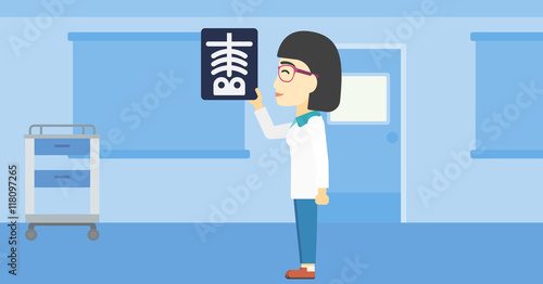 Doctor examining radiograph vector illustration.