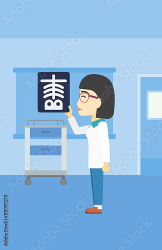 Doctor examining radiograph vector illustration.