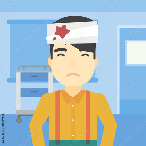 Man with injured head vector illustration.