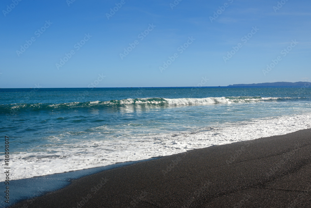 Black sand volcanic beach